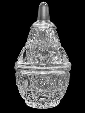 Vintage 1970s Anna Hutte Bleikristall West German Pear Lead Crystal Trinket Dish